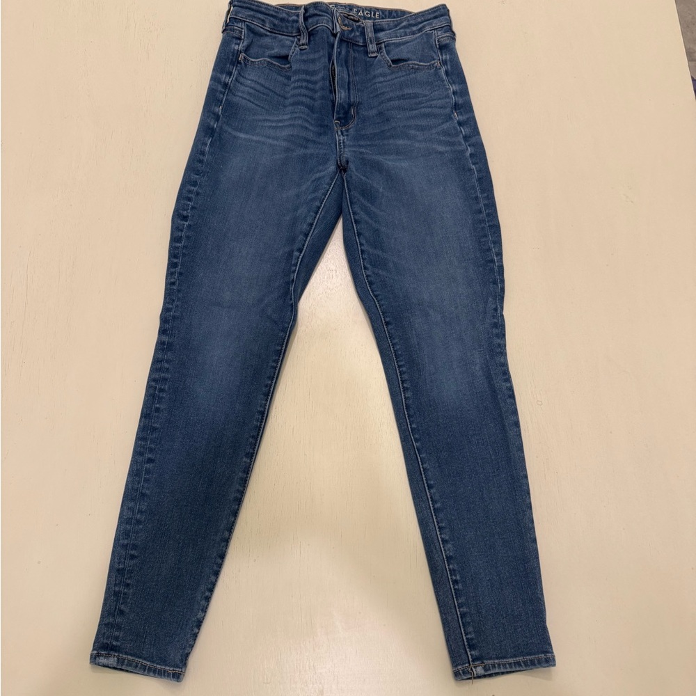 American Eagle Outfitters Super High Rise Skinny Jeans in Blue Wash